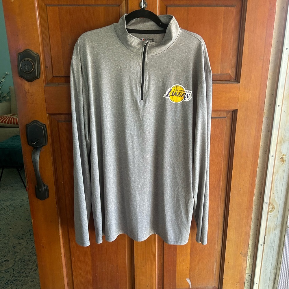 Gray Quarter-Zip Sweater with Team Logo